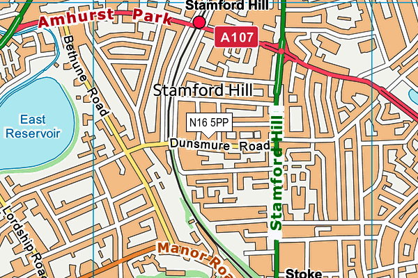 N16 5PP map - OS VectorMap District (Ordnance Survey)