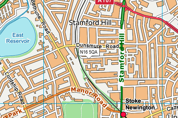 N16 5QA map - OS VectorMap District (Ordnance Survey)