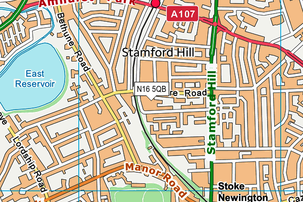 N16 5QB map - OS VectorMap District (Ordnance Survey)