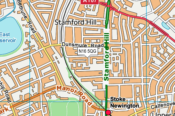 N16 5QG map - OS VectorMap District (Ordnance Survey)