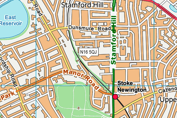 N16 5QJ map - OS VectorMap District (Ordnance Survey)
