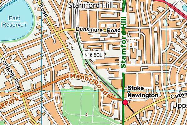 N16 5QL map - OS VectorMap District (Ordnance Survey)