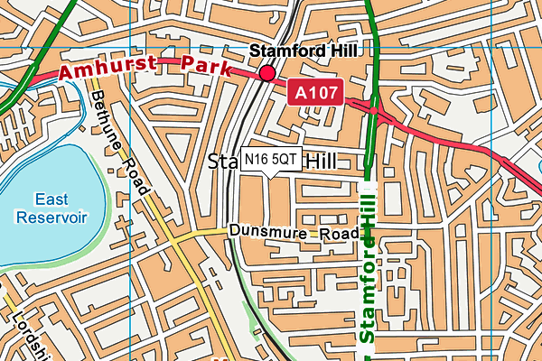 N16 5QT map - OS VectorMap District (Ordnance Survey)