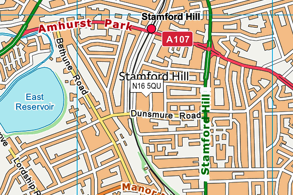 N16 5QU map - OS VectorMap District (Ordnance Survey)