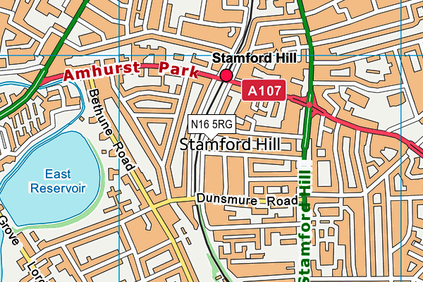 N16 5RG map - OS VectorMap District (Ordnance Survey)