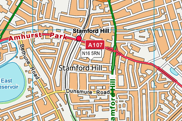 N16 5RN map - OS VectorMap District (Ordnance Survey)