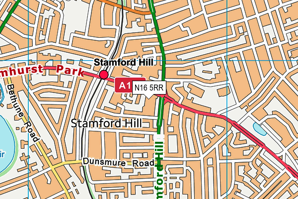 N16 5RR map - OS VectorMap District (Ordnance Survey)