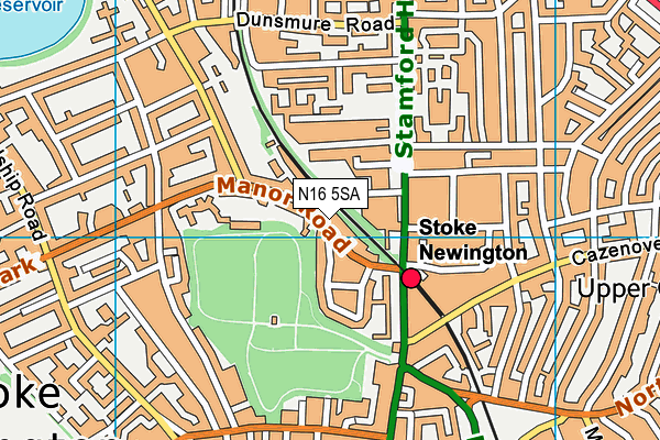 N16 5SA map - OS VectorMap District (Ordnance Survey)