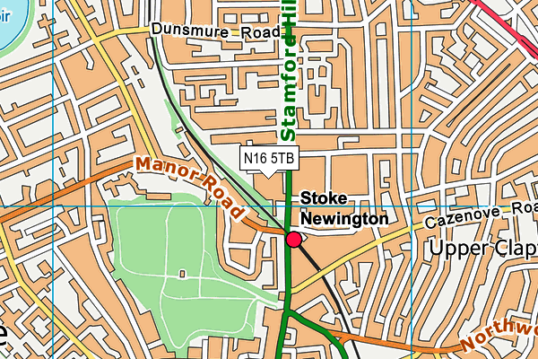 N16 5TB map - OS VectorMap District (Ordnance Survey)