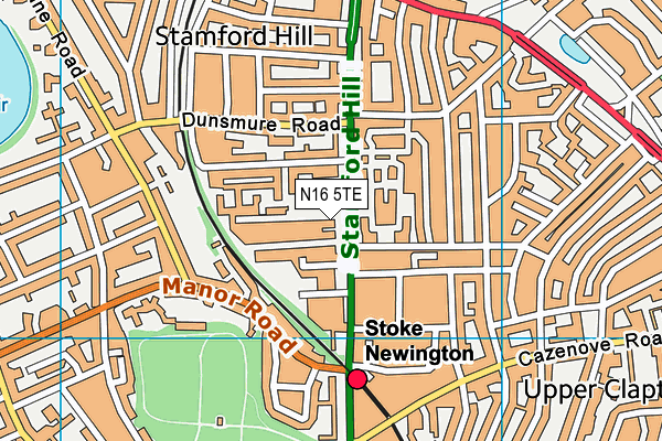 N16 5TE map - OS VectorMap District (Ordnance Survey)