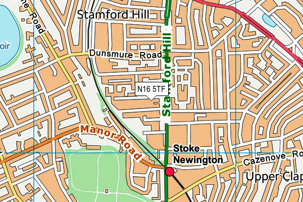 N16 5TF map - OS VectorMap District (Ordnance Survey)