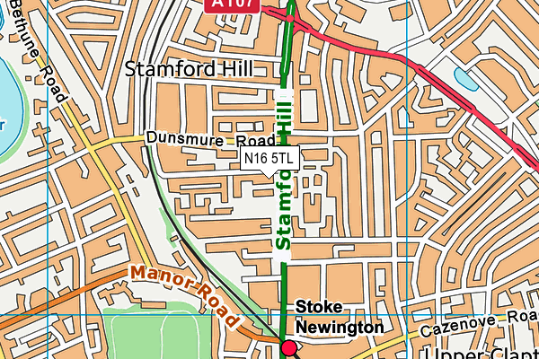 N16 5TL map - OS VectorMap District (Ordnance Survey)