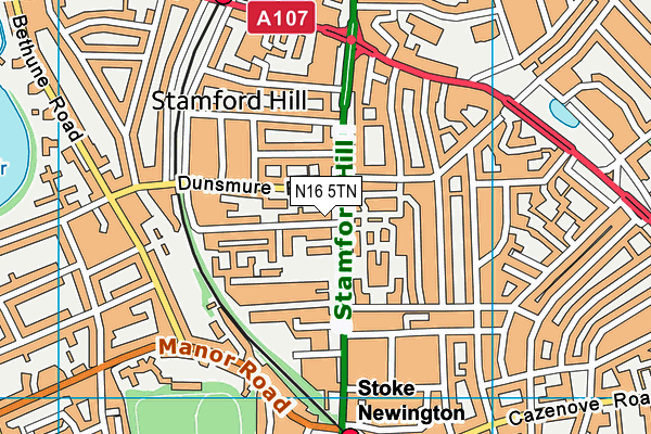 N16 5TN map - OS VectorMap District (Ordnance Survey)