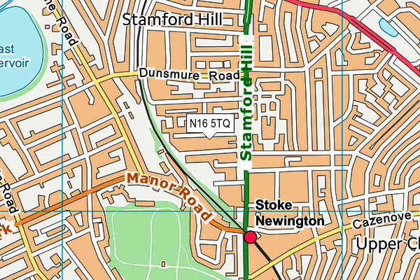 N16 5TQ map - OS VectorMap District (Ordnance Survey)