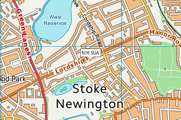 N16 5UA map - OS VectorMap District (Ordnance Survey)