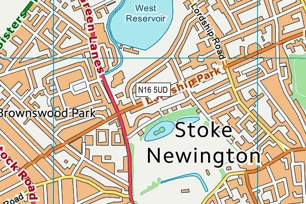 N16 5UD map - OS VectorMap District (Ordnance Survey)