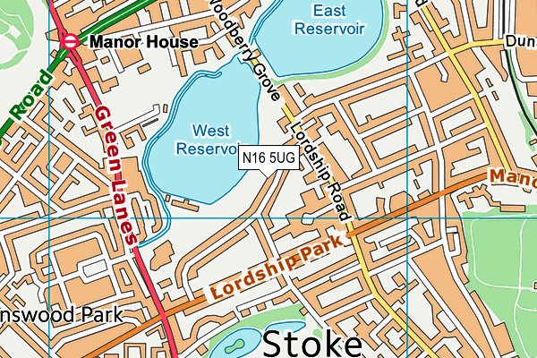 N16 5UG map - OS VectorMap District (Ordnance Survey)