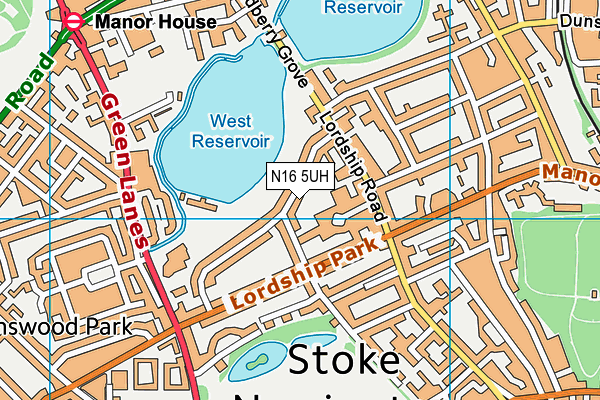 N16 5UH map - OS VectorMap District (Ordnance Survey)