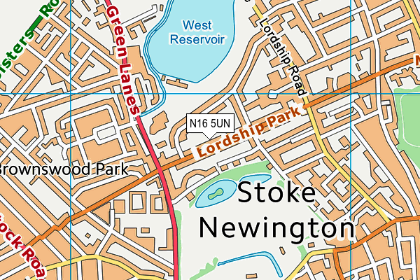 N16 5UN map - OS VectorMap District (Ordnance Survey)