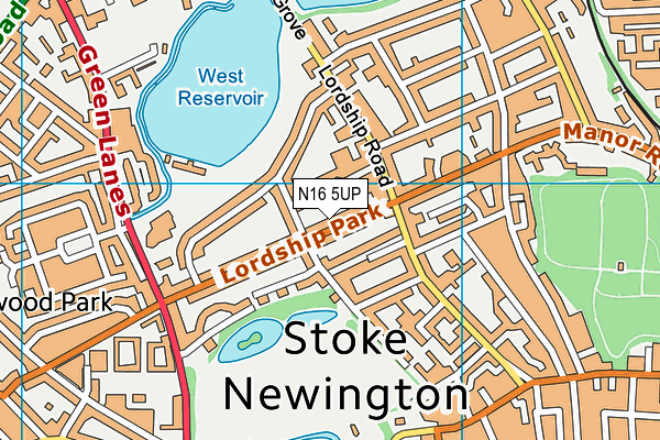 N16 5UP map - OS VectorMap District (Ordnance Survey)