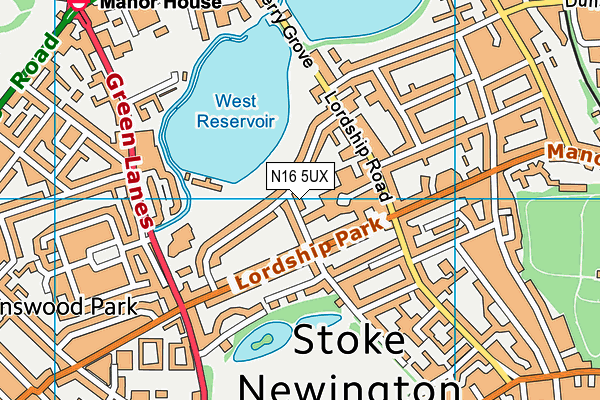 N16 5UX map - OS VectorMap District (Ordnance Survey)