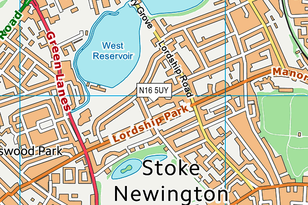 N16 5UY map - OS VectorMap District (Ordnance Survey)