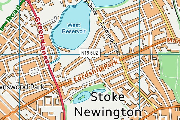 N16 5UZ map - OS VectorMap District (Ordnance Survey)