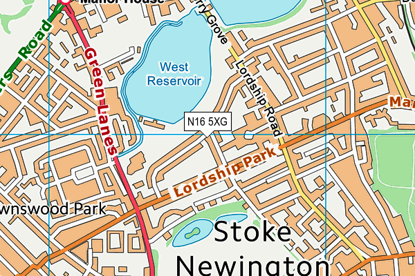 N16 5XG map - OS VectorMap District (Ordnance Survey)