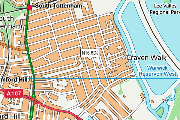 N16 6DJ map - OS VectorMap District (Ordnance Survey)