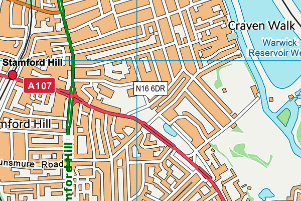 N16 6DR map - OS VectorMap District (Ordnance Survey)