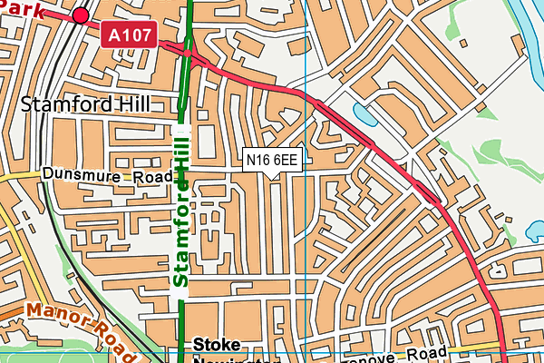 N16 6EE map - OS VectorMap District (Ordnance Survey)