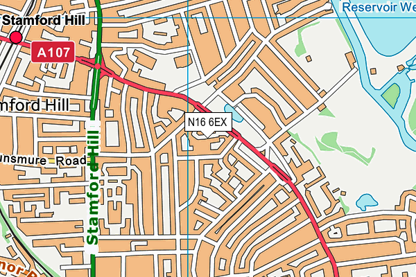 N16 6EX map - OS VectorMap District (Ordnance Survey)