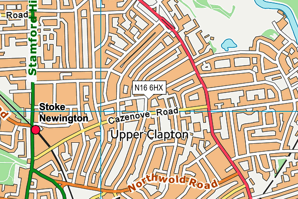 N16 6HX map - OS VectorMap District (Ordnance Survey)