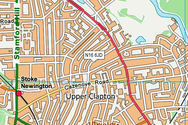 N16 6JD map - OS VectorMap District (Ordnance Survey)