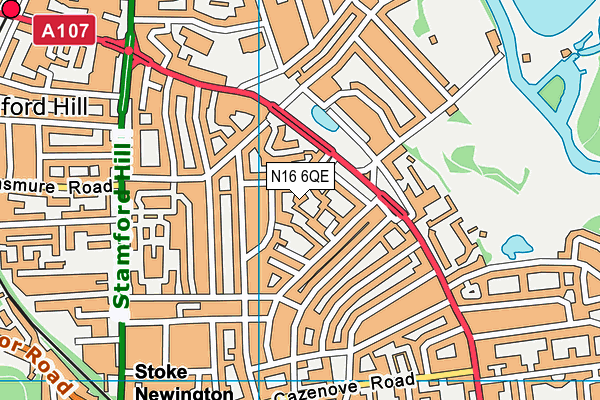 N16 6QE map - OS VectorMap District (Ordnance Survey)