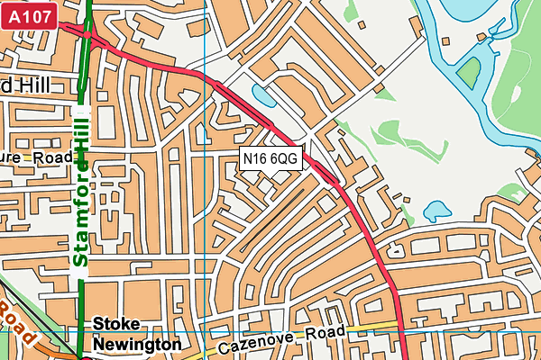 N16 6QG map - OS VectorMap District (Ordnance Survey)