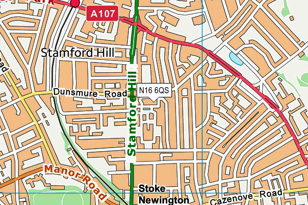 N16 6QS map - OS VectorMap District (Ordnance Survey)