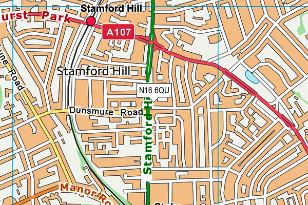 N16 6QU map - OS VectorMap District (Ordnance Survey)