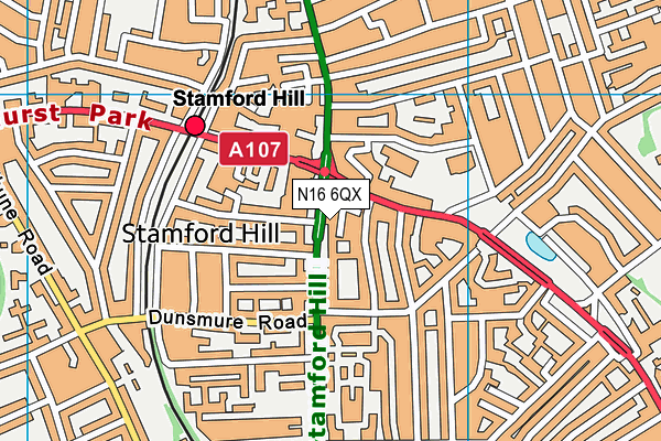 N16 6QX map - OS VectorMap District (Ordnance Survey)