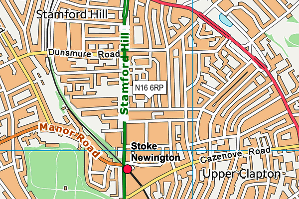 N16 6RP map - OS VectorMap District (Ordnance Survey)