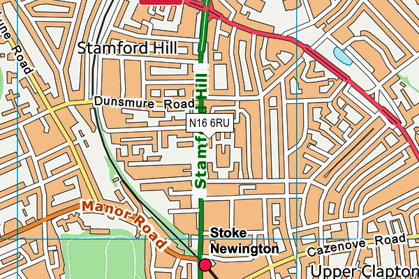 N16 6RU map - OS VectorMap District (Ordnance Survey)