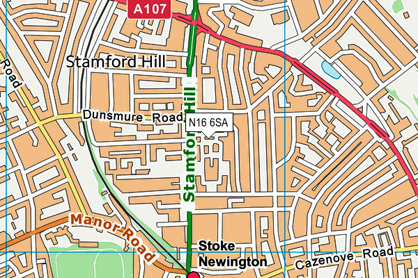 N16 6SA map - OS VectorMap District (Ordnance Survey)