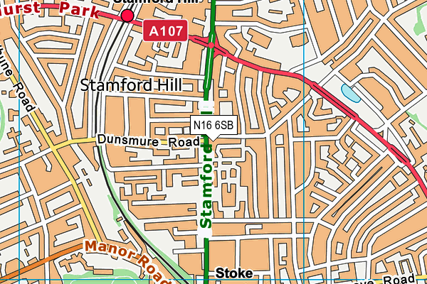 N16 6SB map - OS VectorMap District (Ordnance Survey)