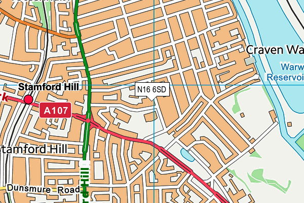 N16 6SD map - OS VectorMap District (Ordnance Survey)