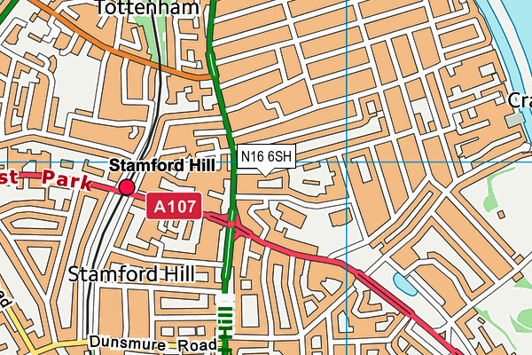 N16 6SH map - OS VectorMap District (Ordnance Survey)