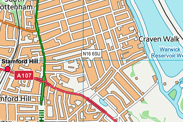 N16 6SU map - OS VectorMap District (Ordnance Survey)