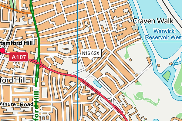 N16 6SX map - OS VectorMap District (Ordnance Survey)