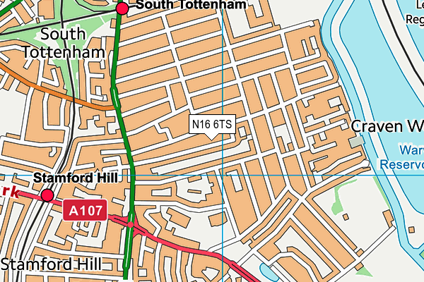 N16 6TS map - OS VectorMap District (Ordnance Survey)