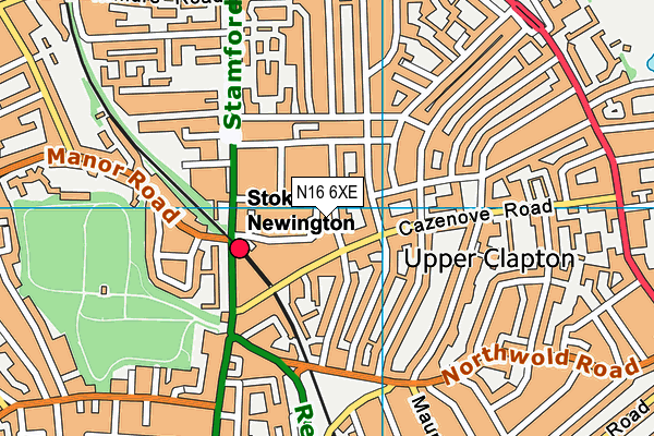 N16 6XE map - OS VectorMap District (Ordnance Survey)