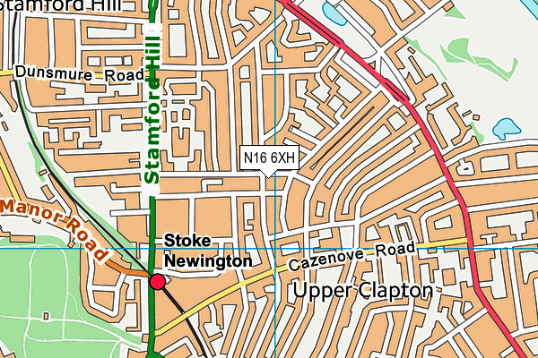 N16 6XH map - OS VectorMap District (Ordnance Survey)